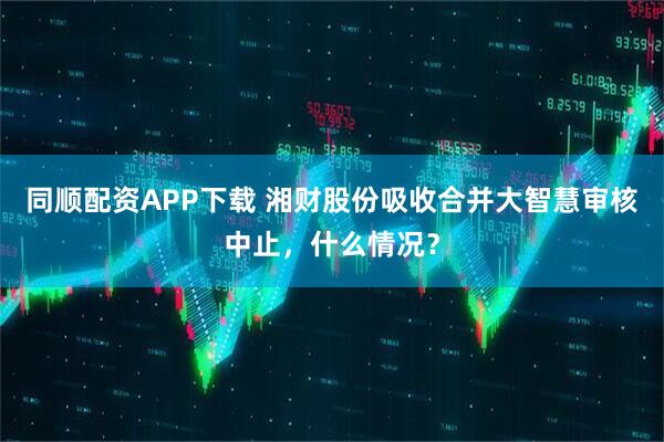 同顺配资APP下载 湘财股份吸收合并大智慧审核中止，什么情况？